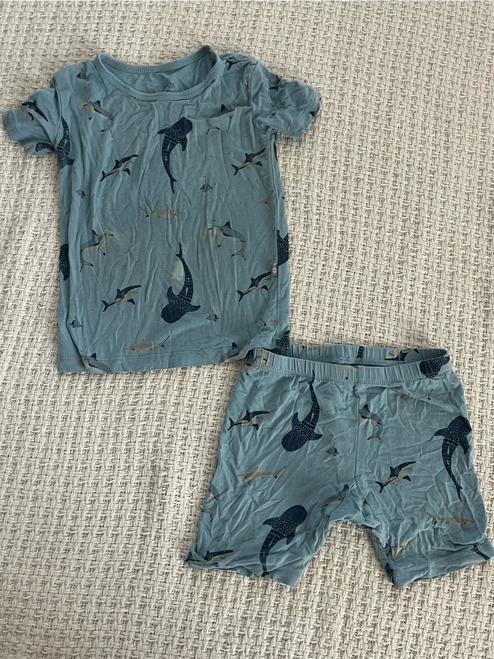 Kyte baby Blue Shark-Print Kids Short pajama set